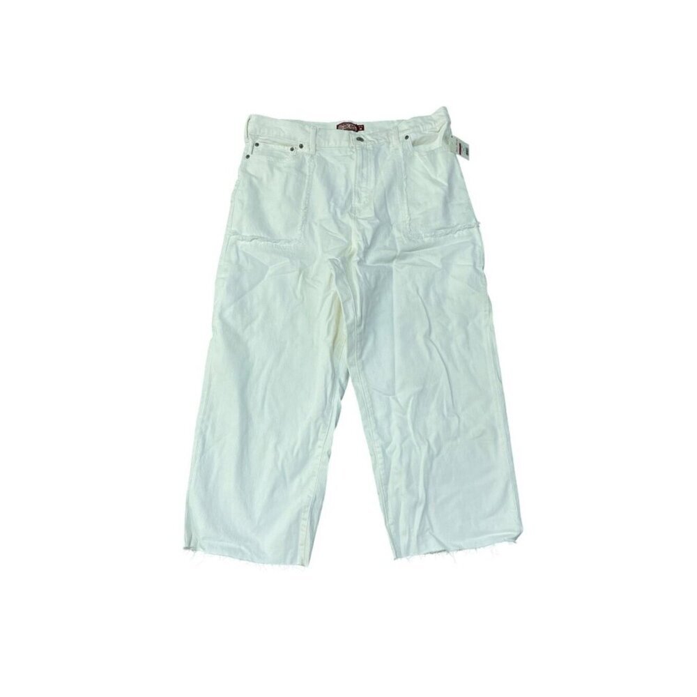 NWT Lucky Legend Women's 18/34 White High Rise Wide Leg Jeans Raw hem